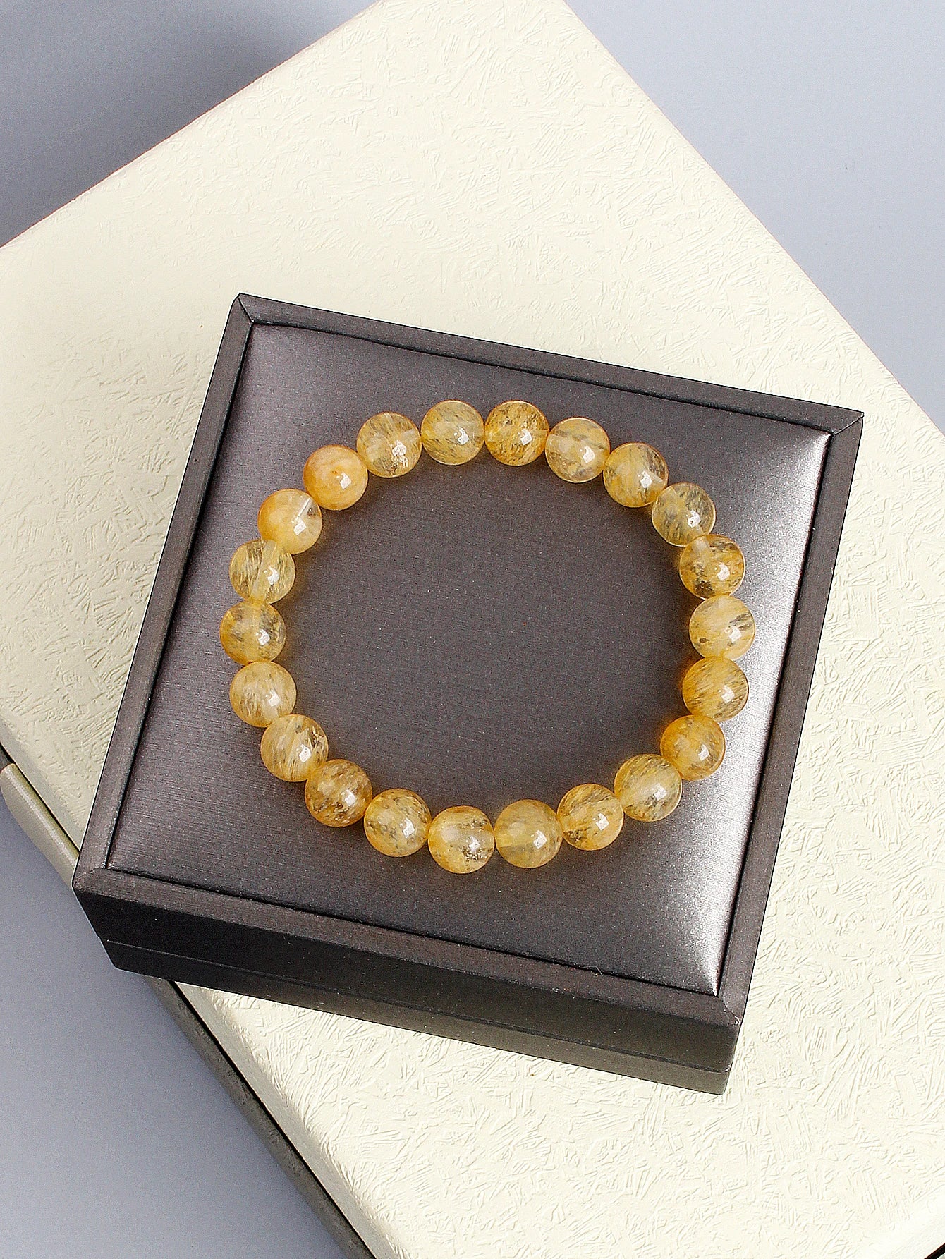Natural Yellow Citrine Stone Bead Bracelet – Wealth, Success & Positive Energy Healing Crystal Jewelry Gift for Women