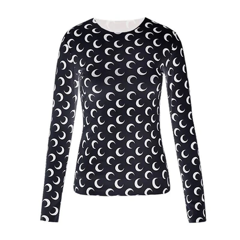 Spring Autumn Women’s Long Sleeve Ice Silk T-Shirt – Sun Protection Printed Mesh Base Layer Casual Top 🌿✨
