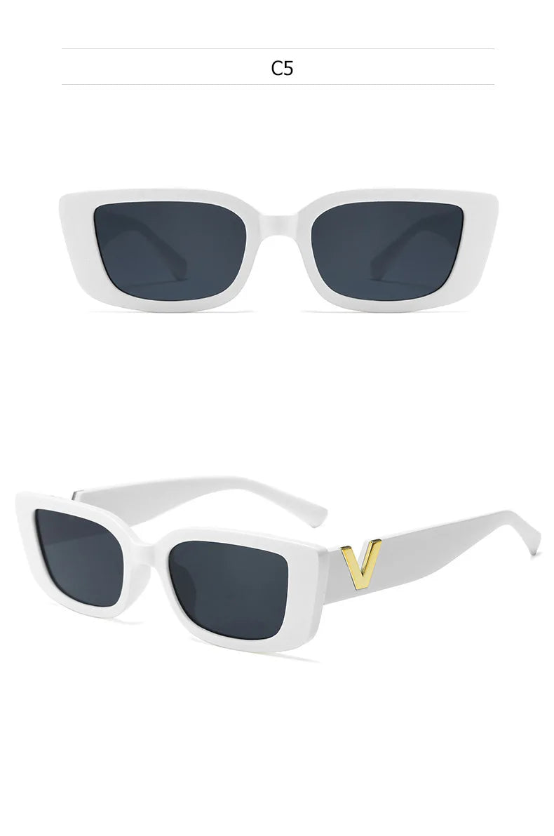 Retro Rectangle Sunglasses for Women – Brand Designer Vintage Small Frame Luxury Sun Glasses | Classic Black Square