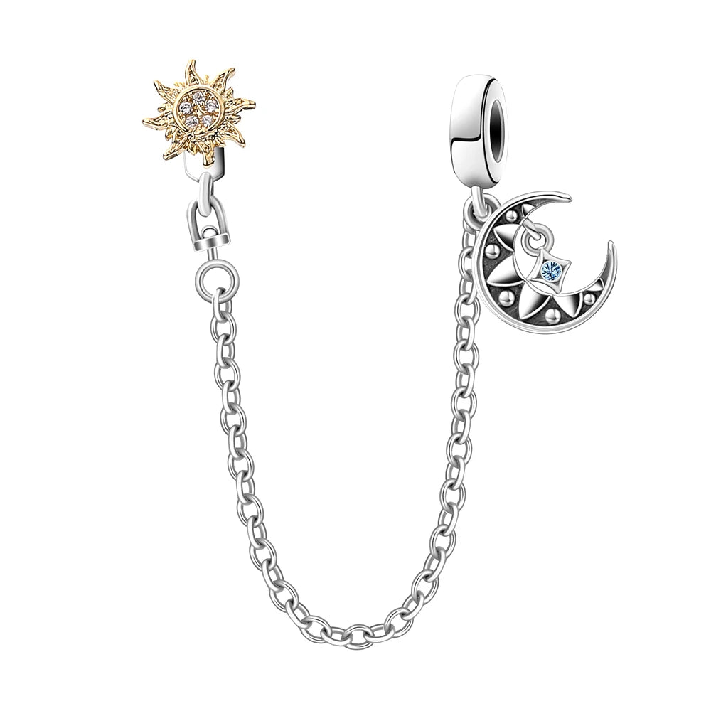 925 Sterling Silver Butterfly, Moon & Life Tree Safety Chain | Fits Original Bracelet DIY Jewelry Accessory