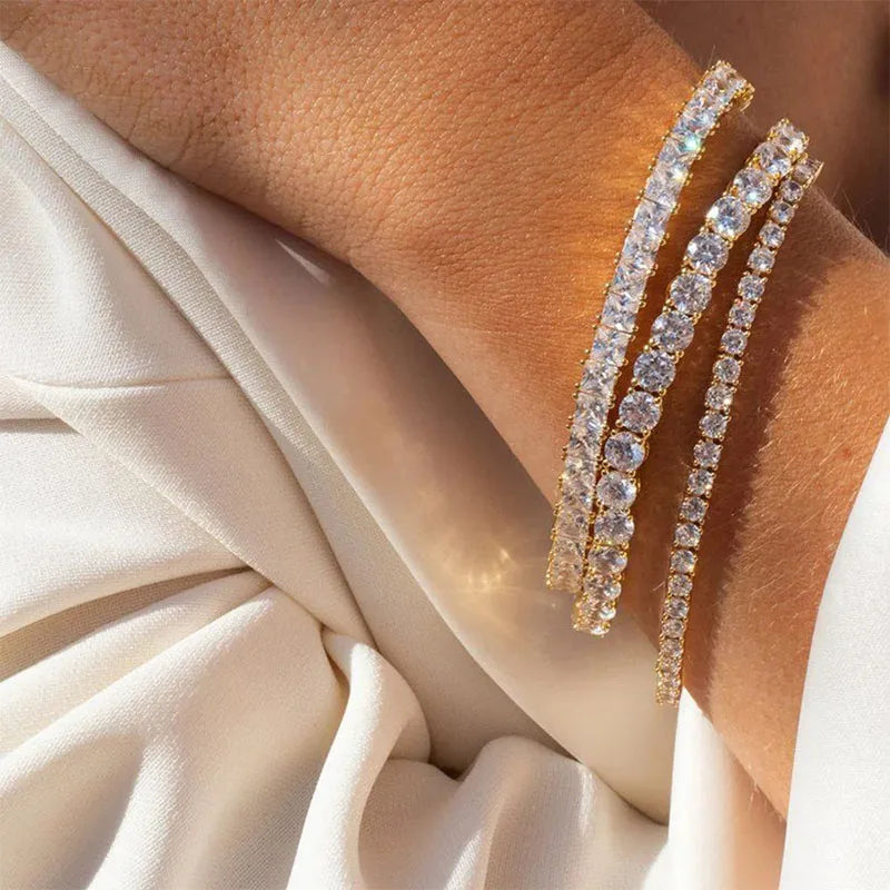 925 Sterling Silver Rose Gold Tennis Bracelet | Sparkling Cubic Zirconia Luxury Crystal Jewelry for Women