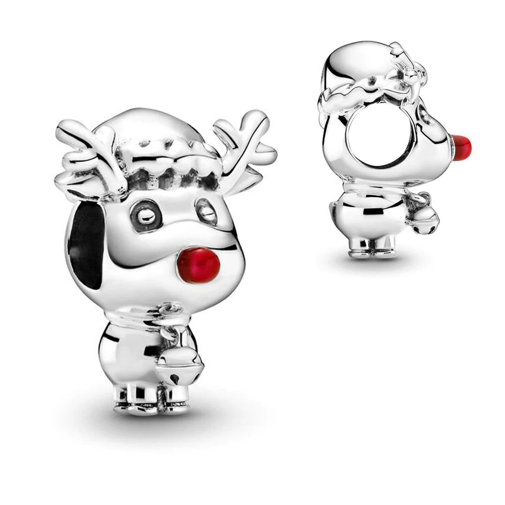 Sparkling Christmas Butterfly Bell Moon Charms | 925 Silver Beads Fit Original Pan Bracelet | DIY Women Jewelry New Year Gift