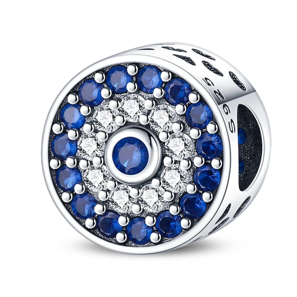 925 Sterling Silver Blue Moon Plane Space Series Glass Beads Clip Charm for Bracelet