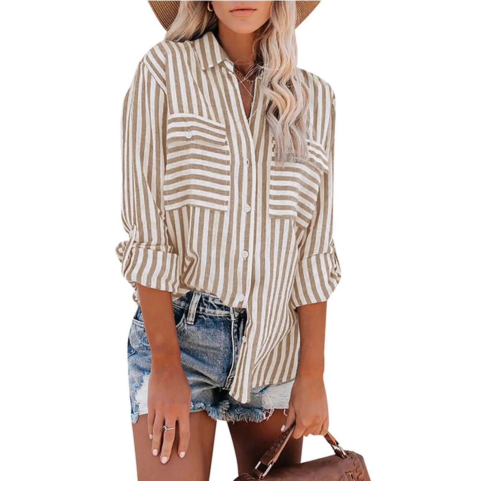 Women’s Striped Single-Breasted Long Sleeve Shirt 2024 – Elegant & Youthful Spring/Summer Blouse 🌿✨