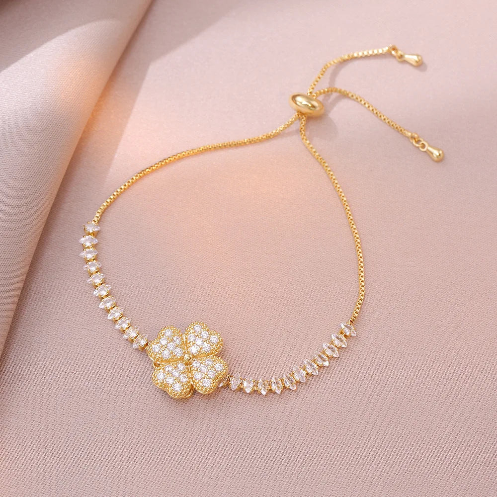 Multicolor Heart Charm Bracelet 💖 Titanium Steel Rhinestone Jewelry