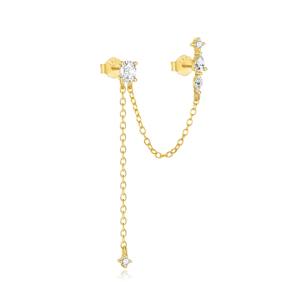 CANNER 925 Sterling Silver Horse Eye Tassel Zircon Drop Earrings – Minimalist Geometric Jewelry for Women