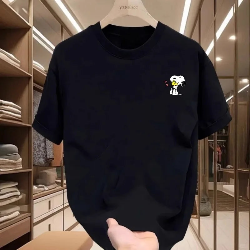 Large Cute Snoopy Cartoon Printed Cotton T-Shirt – Unisex Summer Streetwear Loose Fit Couple Top 🐶👕