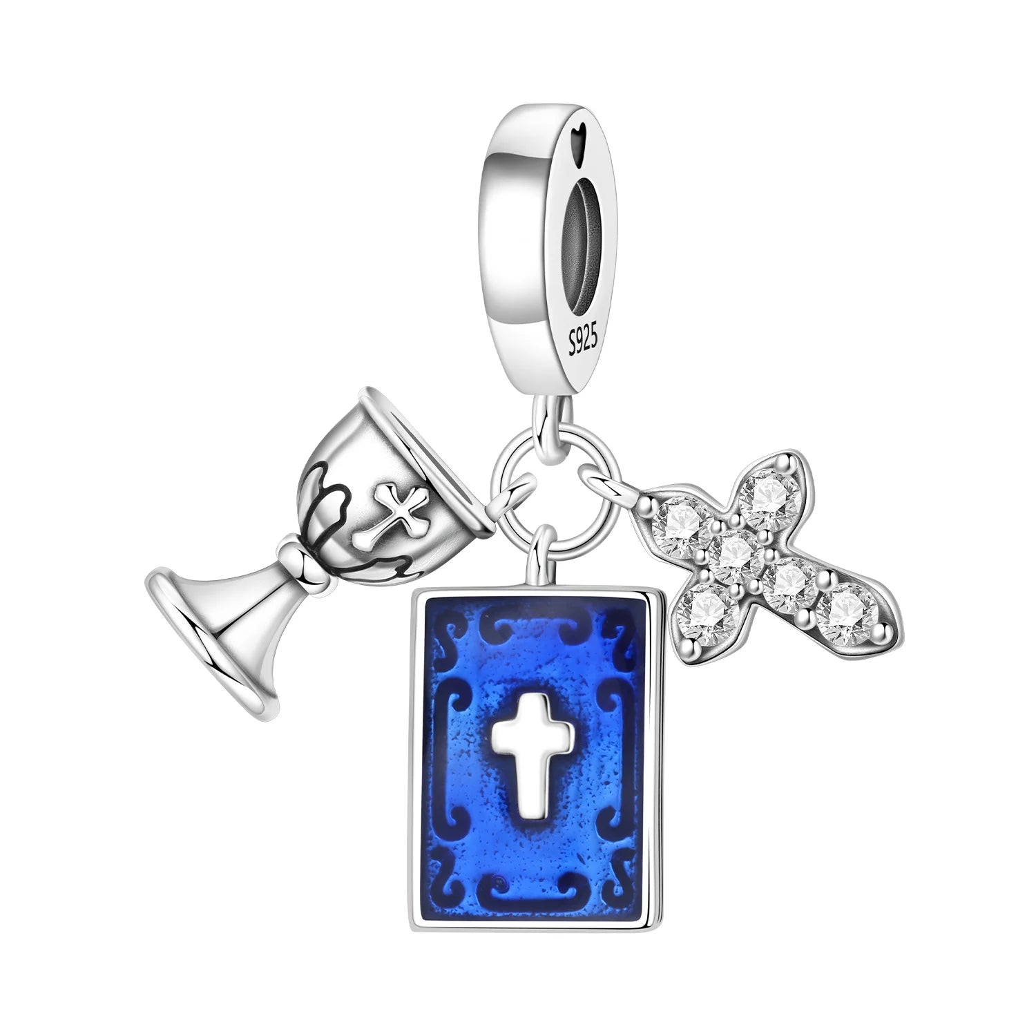 925 Sterling Silver Jesus Religious Symbol Charm Bead | Faith Pendant for Original Bracelet DIY Jewelry Gift