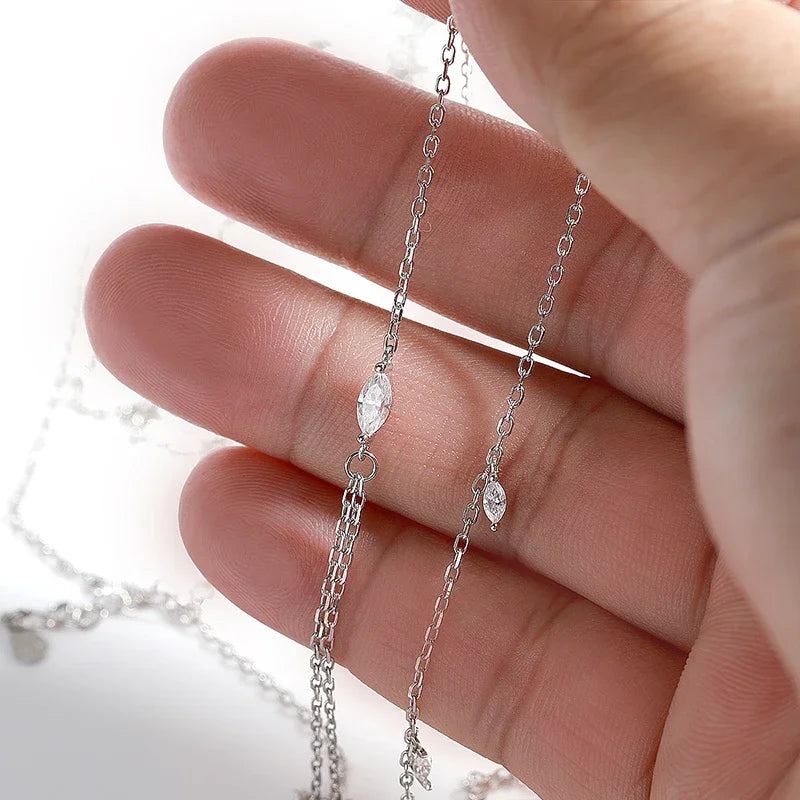 Smyoue Marquise Cut Moissanite Body Chain – Adjustable 925 Silver Plated 18K Jewelry for Women