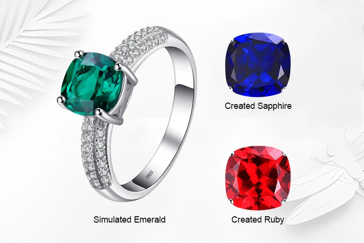 JewelryPalace 925 Sterling Silver Green Nano Emerald & Ruby Ring – Women’s Gemstone Solitaire Engagement Ring