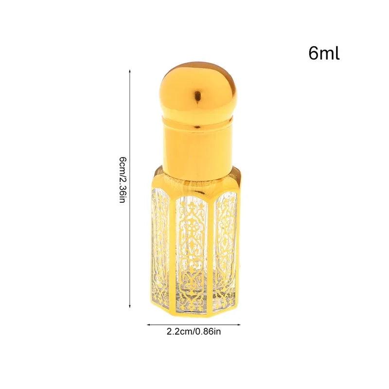 1PC 3/6/12ML Laser Coated Essential Oil Roller Bottle – Empty Glass Roll-On Perfume Bottle with Steel Roller Ball