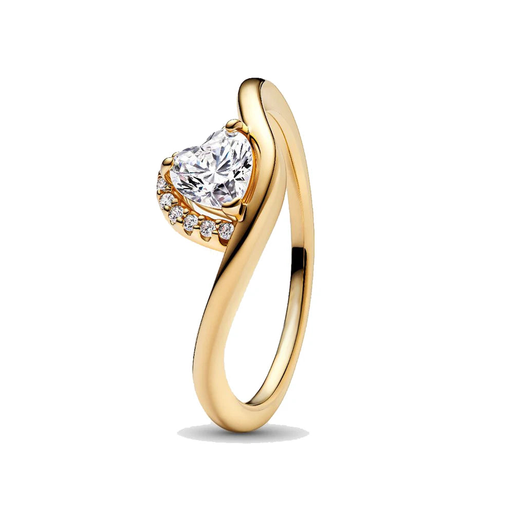 925 Sterling Silver Women's Golden Charm Pearl Ring | Retro Party & Anniversary Jewelry