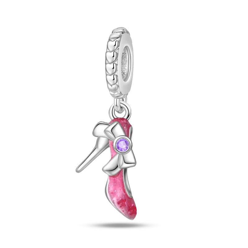 925 Silver Plated Magic Mirror Princess Angel Pink Charm Beads | Fits Original Pan 925 Bracelet | Exquisite DIY Jewelry
