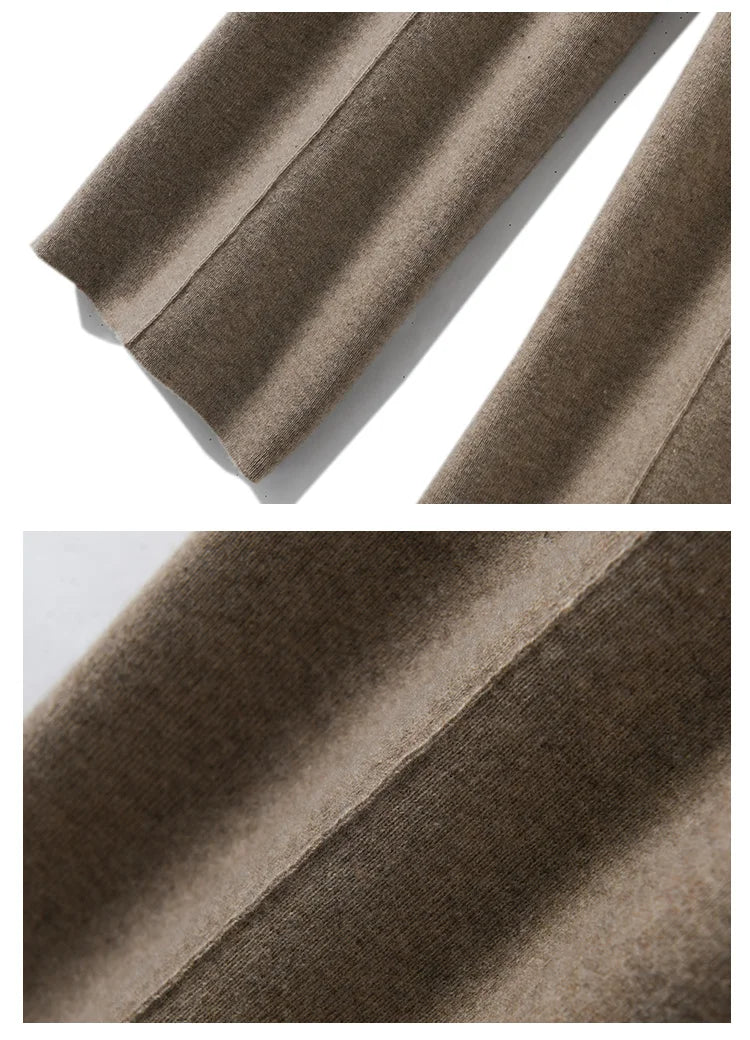 High Waist Knitted Wool Wide Leg Pants – Extended Length Drawstring Casual Loose Slimming Trousers for Autumn & Winter