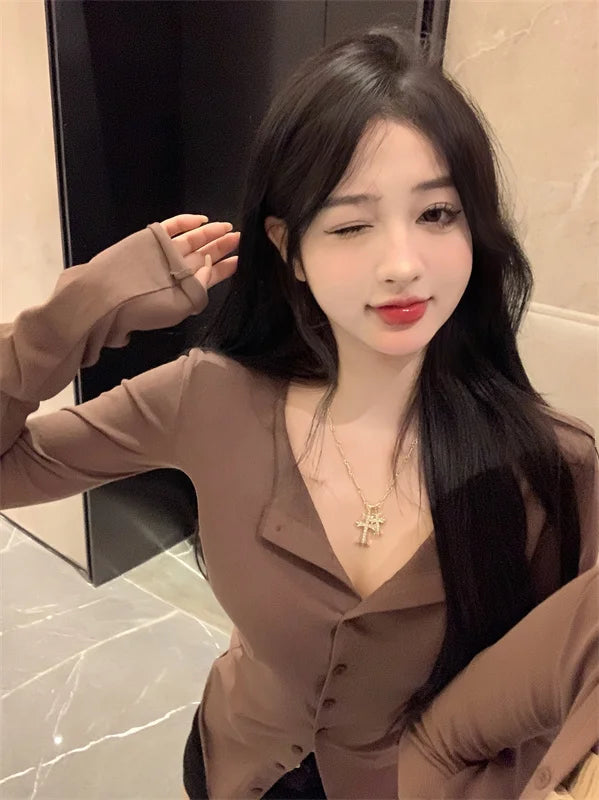 Women's Slimming Long Sleeve Cardigan | Korean Style Open Front Coat | Autumn Fashion Casual Outerwear