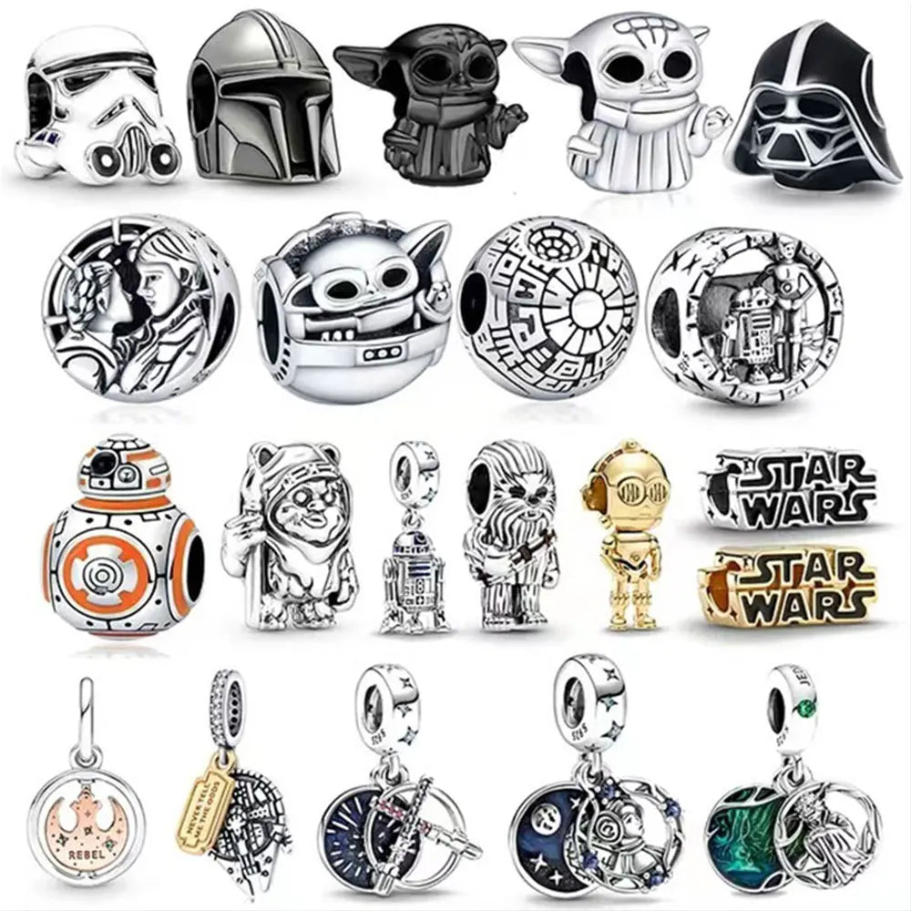 100% 925 Sterling Silver Disney Star Wars Charm Beads – DIY Bracelet Jewelry for Women