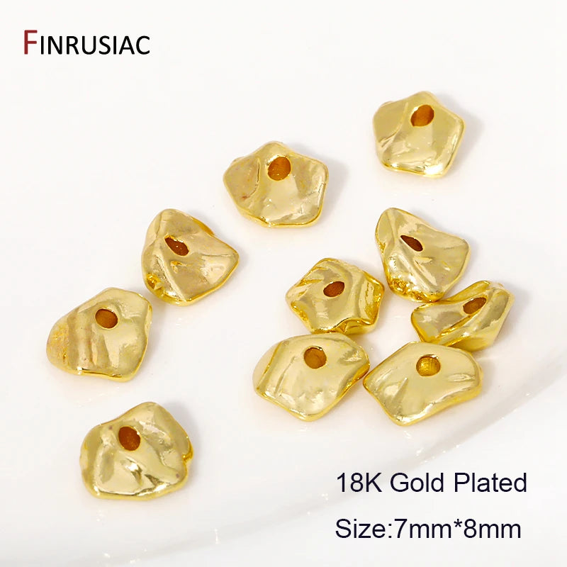 18K Gold Plated Brass Irregular Spacer Beads – 10/20Pcs Loose Bead Separators for DIY Bracelet & Jewelry Making