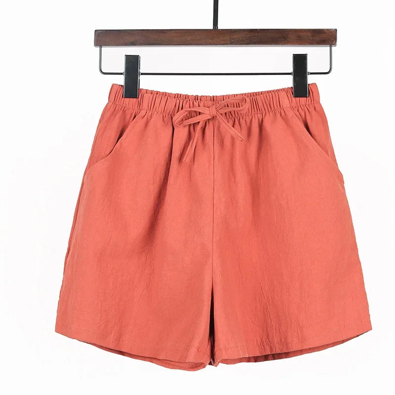 ☀️ Cotton Linen Women's Sport Shorts 🩳 Summer High Waist Solid Black Shorts 👖 Fashion Plus Size Casual Short Pants