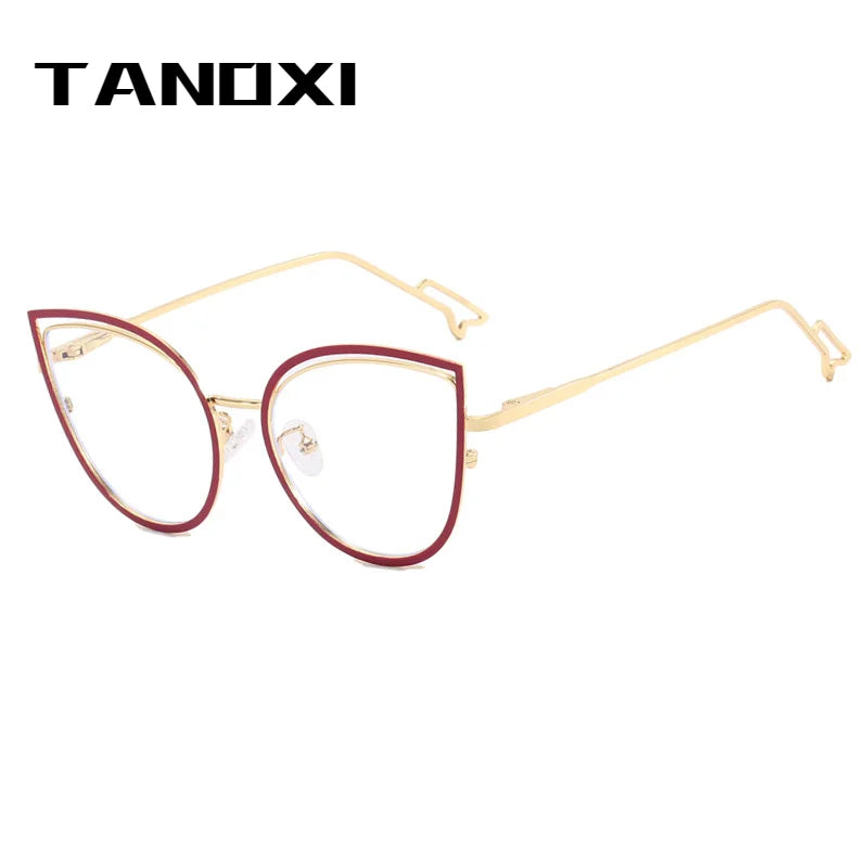 TANOXI Anti Blue Ray Reading Glasses for Women – Ins Metal Business Sunglasses for Men | Cat Eye Goggle UV400 Oculos Sol