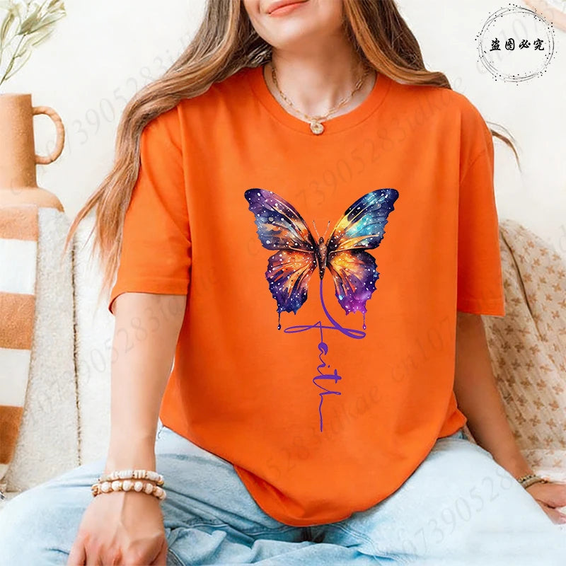 Women's Butterfly Flower Graphic T-Shirt – Aesthetic Short Sleeve Casual Summer Tee 2026 🦋🌸