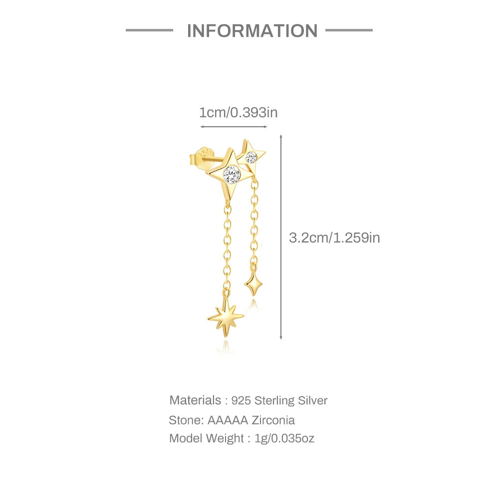 CANNER 925 Sterling Silver Horse Eye Tassel Zircon Drop Earrings – Minimalist Geometric Jewelry for Women