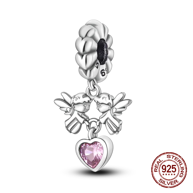 925 Sterling Silver Number & Puppy Family Beads Pendant | Fit 4mm Hole Bracelets