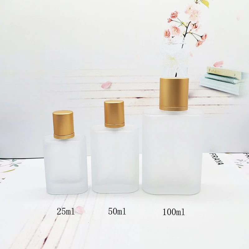 25/50/100ml Sandblasted Glass Perfume Bottle – Empty Refillable Screw Top Spray Bottle | Fine Mist Makeup Liquid Dispenser