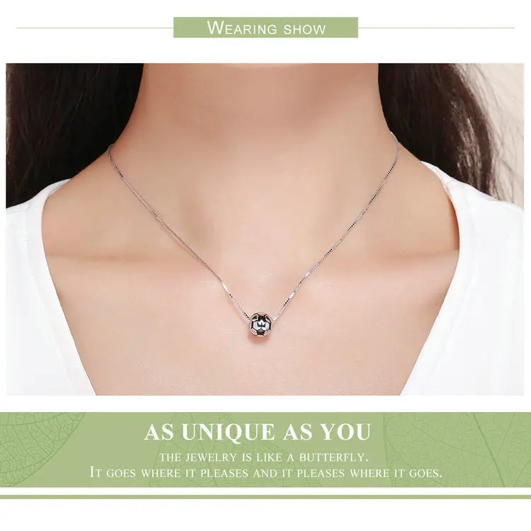 BISAER 925 Sterling Silver Ball Series Charms – Football, Volleyball, Tennis & Basketball Beads Fit Pandora Bracelet DIY Jewelry