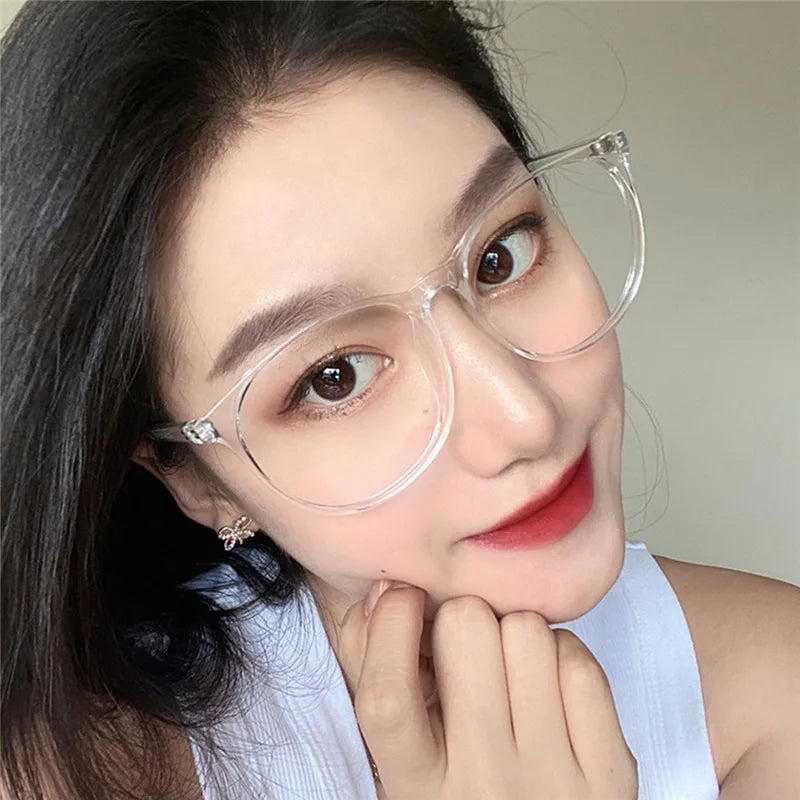 Transparent Anti Blue Light Glasses – Unisex Round Frame Korean Fashion Eyeglasses | Eye Protection Spectacle Eyewear