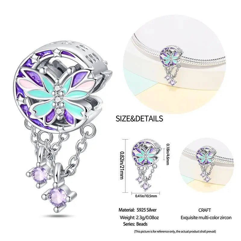 925 Sterling Silver Flying Bird & Butterfly Safety Chain Charm Beads for Original 3mm Bracelet – DIY Jewelry Gift