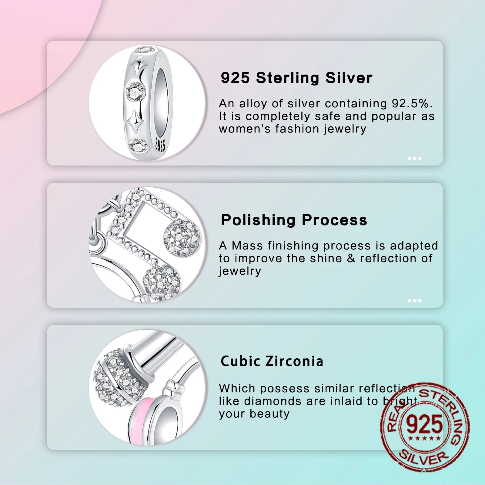 925 Sterling Silver Pink Earphones & Microphone Music Note Pendant Charm – Women’s DIY Bracelet Jewelry Gift