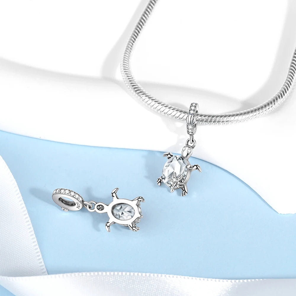 Hot Sale 925 Sterling Silver Summer Ocean Star & Turtle Dangle Charm Bead | Fit Pandora Bracelet