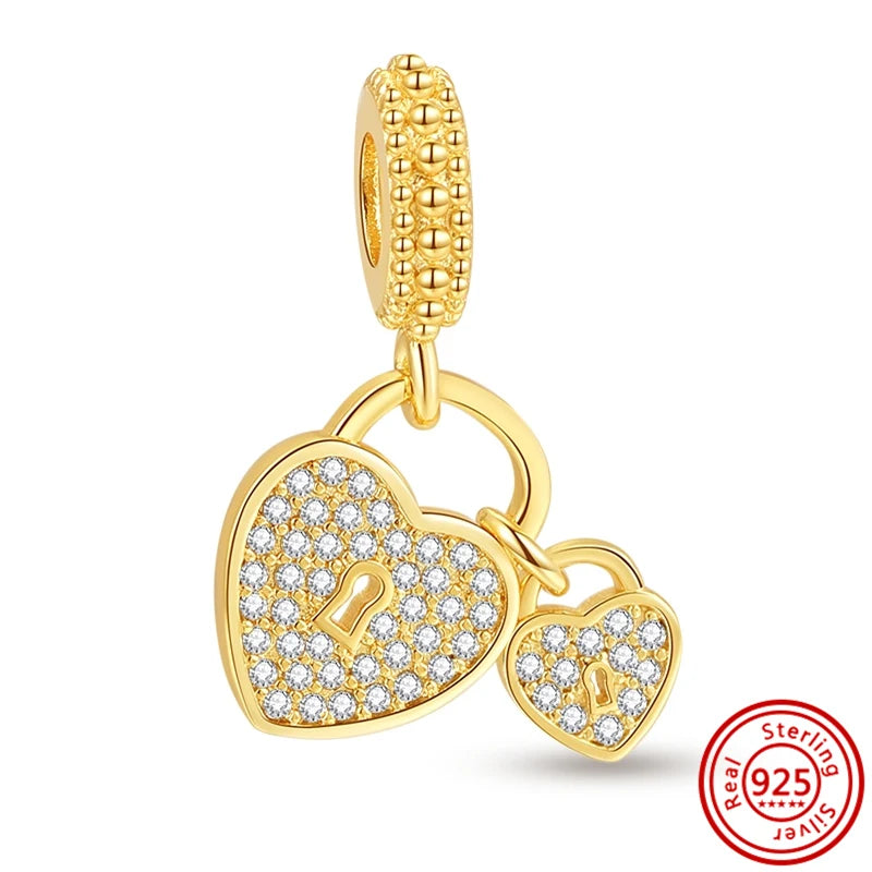 New Plated Gold Sparkling Charm Palace Museum Chicken Cactus Bee Bead | Fit Original 925 Silver Bracelet DIY Jewelry Gift