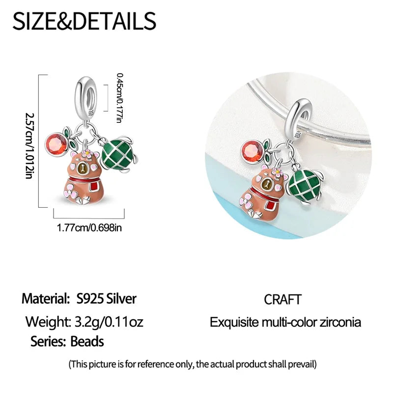 100% 925 Sterling Silver Heart Family Charms with Pumpkin & Pave Zircon Pendant – Fits Original Bracelet DIY Jewelry Gifts