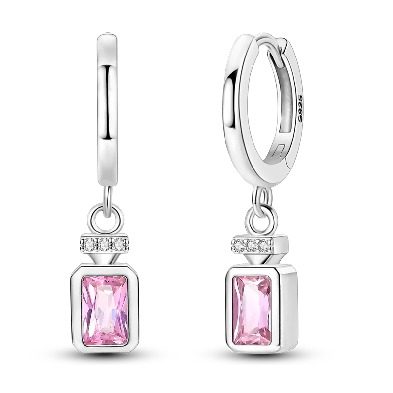 925 Sterling Silver Perfume & Fold-Eared Rabbit Hoop Earrings | Pave CZ Elegant Jewelry Gift for Women & Friends