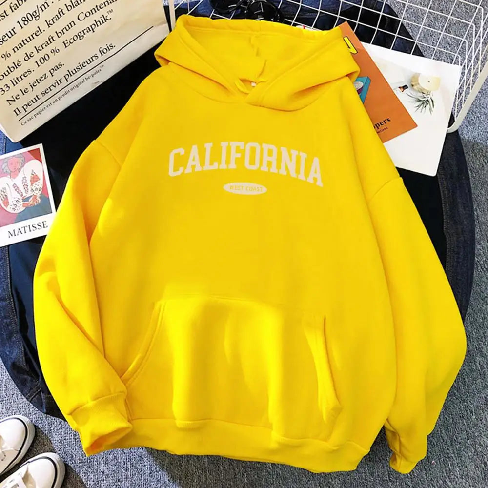 California West Coast Women’s Hoodie | Hip Hop Streetwear Fleece Pullover with Pocket | Comfortable Casual Sweatshirt