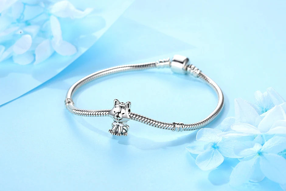 Original Sterling Silver Pet Paw Charm | Love Dog Cat Print Beads for Pandora Bracelets & DIY Jewelry