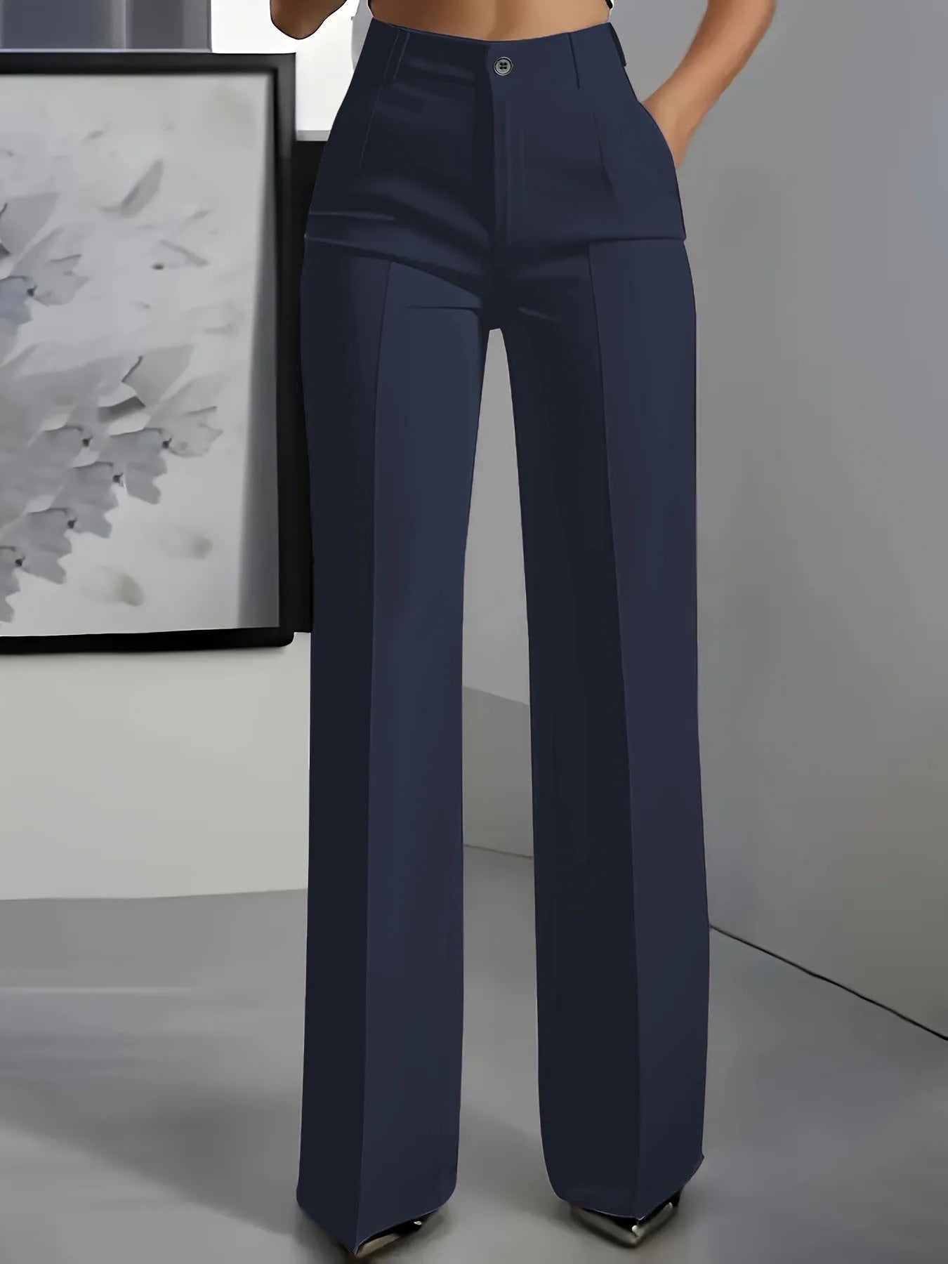 Women’s High Waist Dress Pants – Flowy Straight Leg Minimalist Office Trousers 👖✨