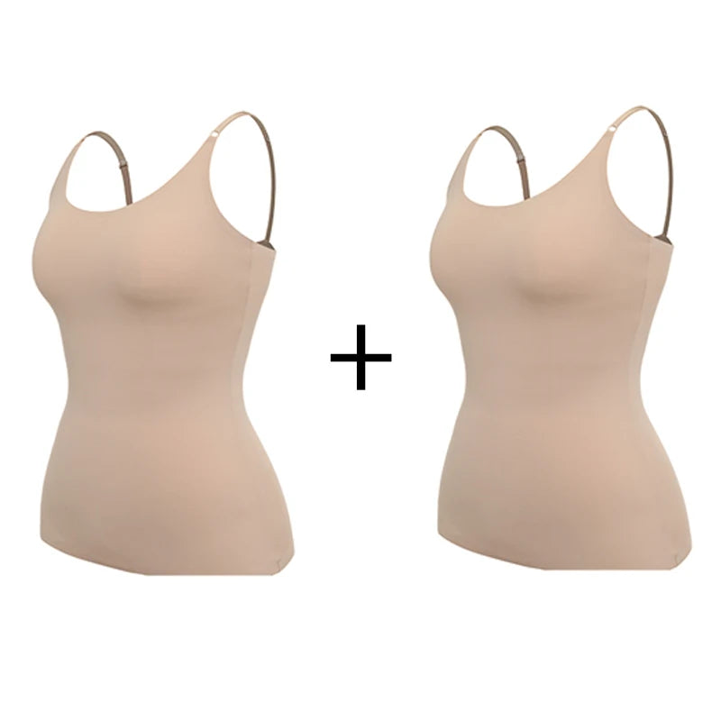 Seamless Shapewear Tank Top Camisole – Women’s Tummy Control Smooth Compression Vest in Nude & Black