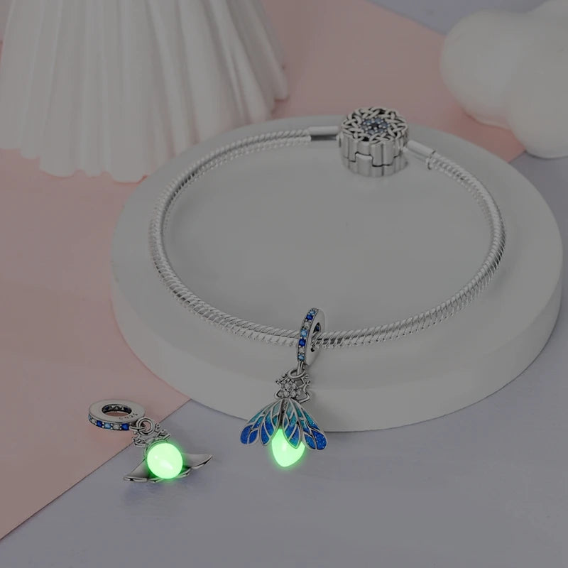 2025 Hot Elk, Dinosaur & Firefly Luminous Dangle Charm Beads | 925 Sterling Silver DIY Bracelet