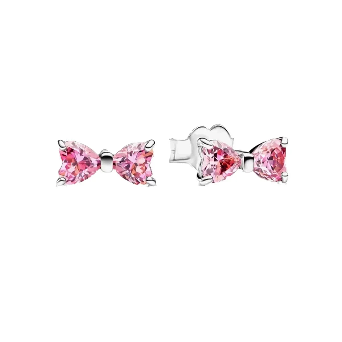 925 Sterling Silver Pink Bow Jewelry Set – Charms, Rings, Earrings & Necklace Beads for Women