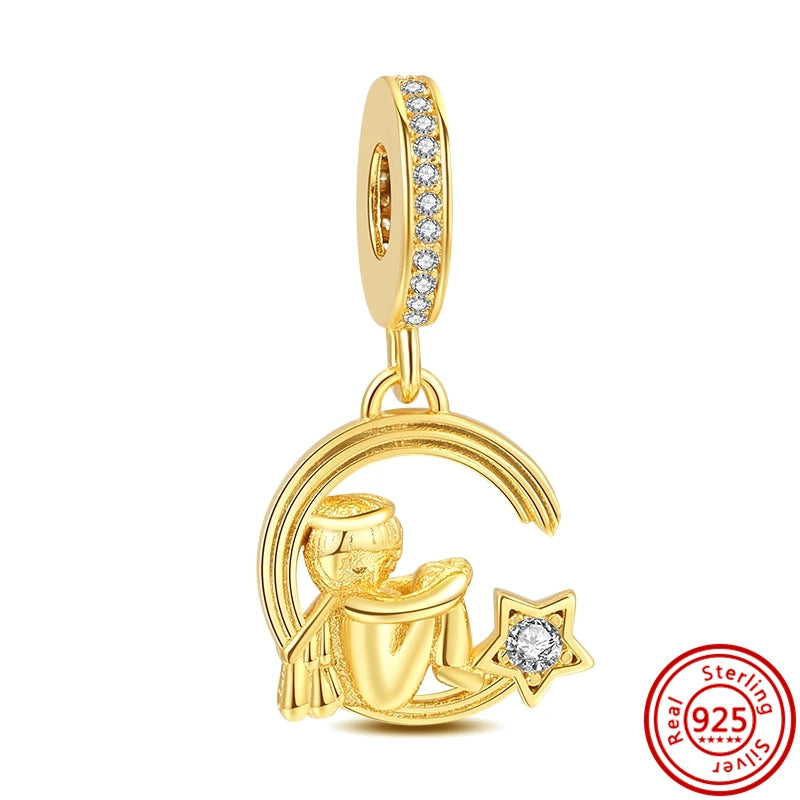 New Plated Gold Sparkling Charm Palace Museum Chicken Cactus Bee Bead | Fit Original 925 Silver Bracelet DIY Jewelry Gift