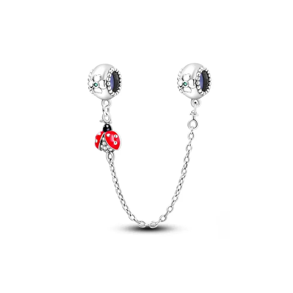 925 Sterling Silver Butterfly, Moon & Life Tree Safety Chain | Fits Original Bracelet DIY Jewelry Accessory