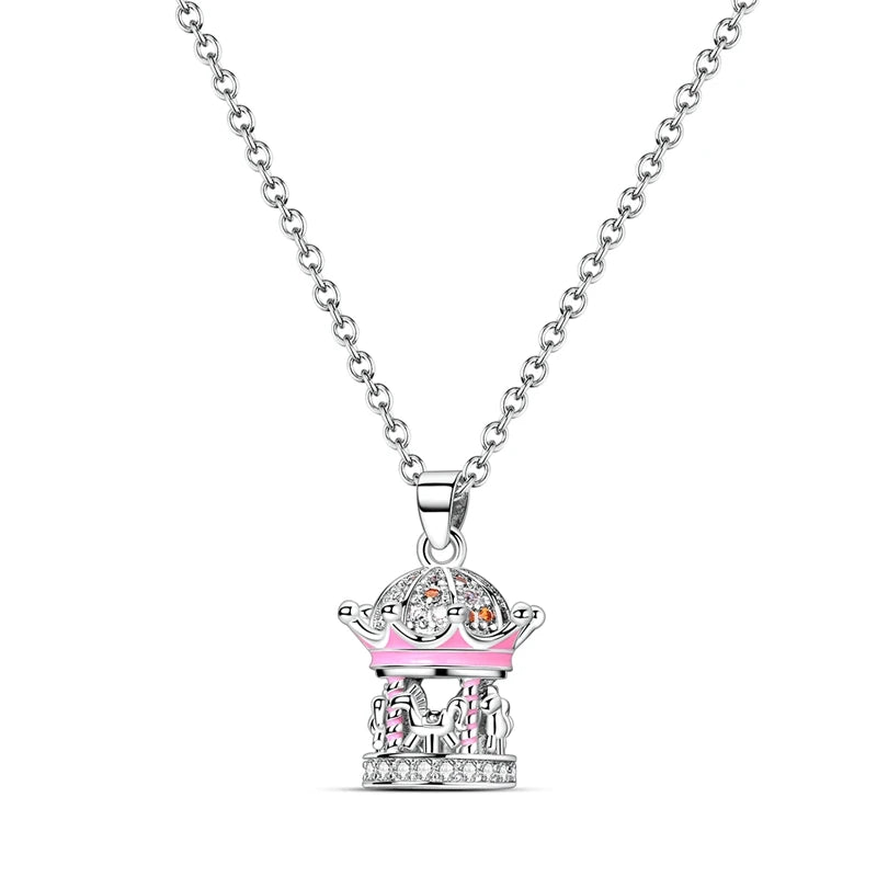 925 Sterling Silver Pink Heart & Infinity Necklace for Women Engagement Jewelry Gift