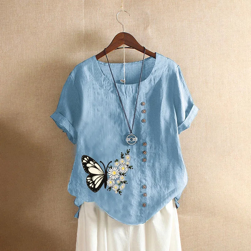 Women Cotton Linen Streetwear Summer Y2K Tops – Vintage Casual Elegant T-Shirt Loose Fashion Tee 👕✨