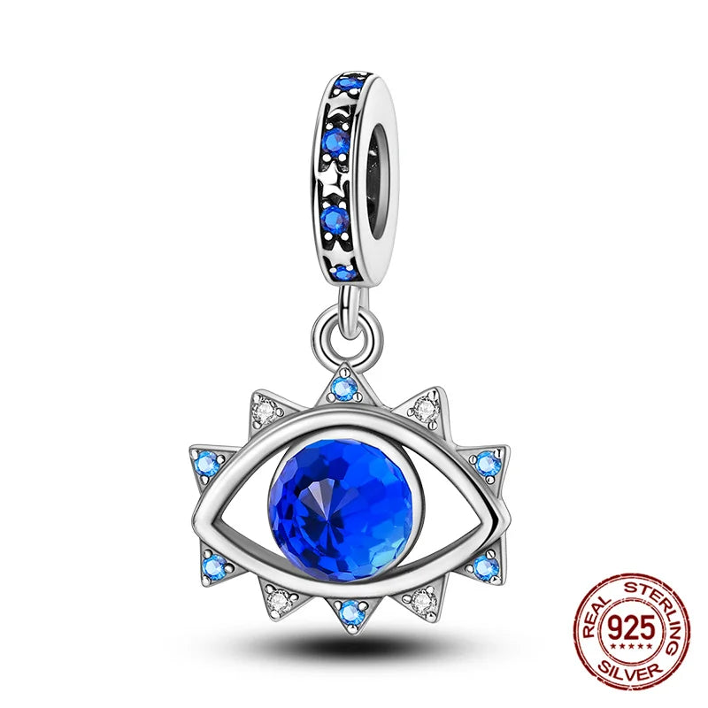 925 Sterling Silver Blue Zircon Evil Eye Charm | Original Devil Eye Series Bead Fits Pandora Bracelet – Women’s DIY Jewelry Gift
