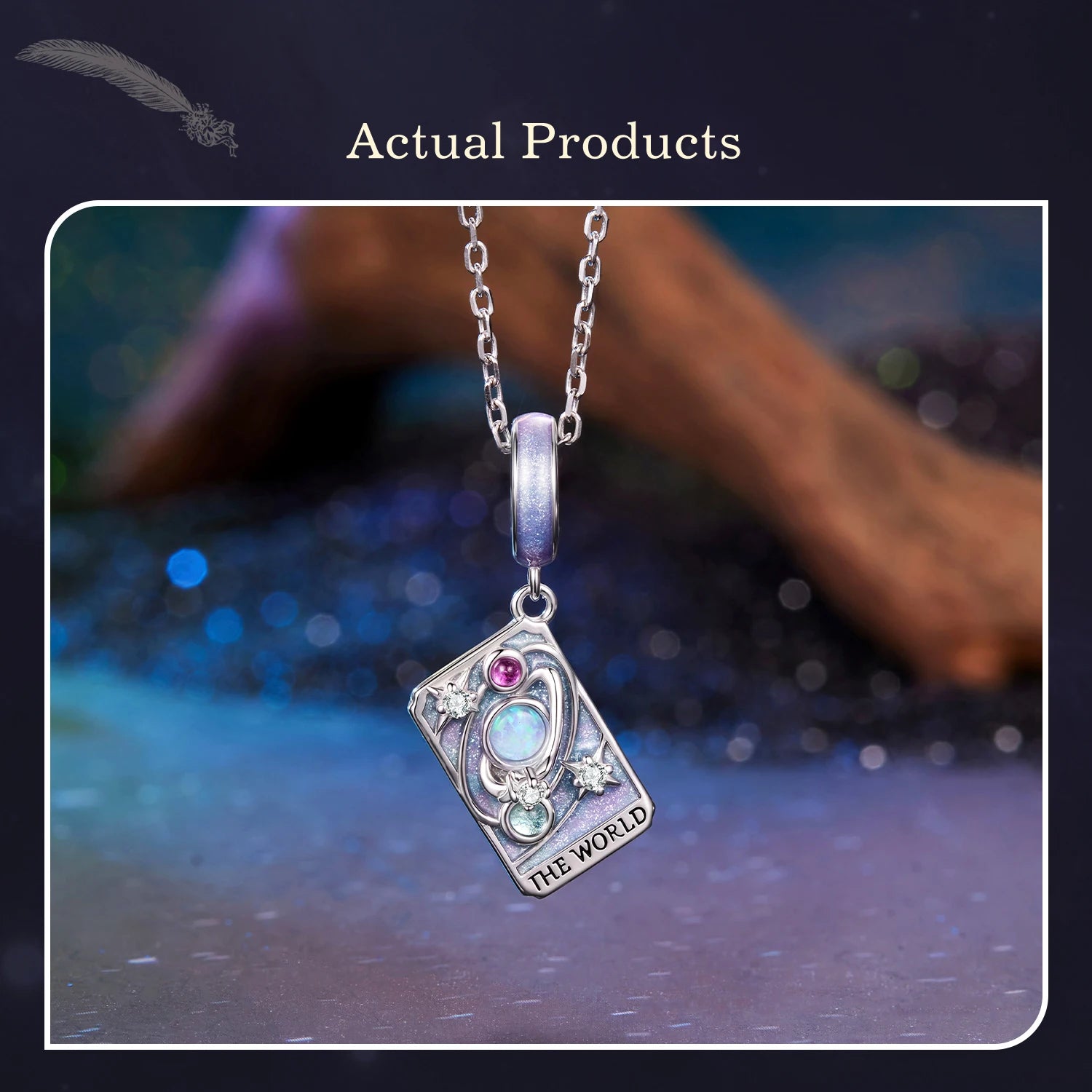 WOSTU 925 Sterling Silver Tarot Card Charm | The World Rainbow Bead Pendant for Women – DIY Bracelet & Jewelry Making