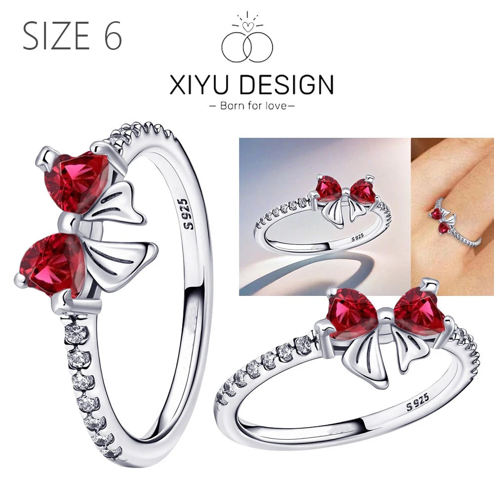 2024 New 925 Sterling Silver Bow Tie Jewelry Set | Zircon Ring, Earrings, Bracelet & Necklace for Women Gift