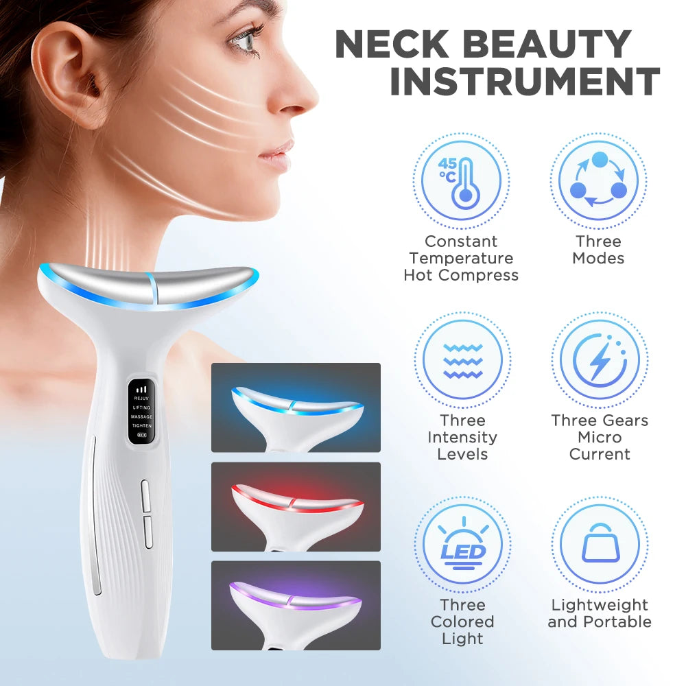 Microcurrent Neck Beauty Device – Face Lifting Firming Massage Instrument with 3 Modes