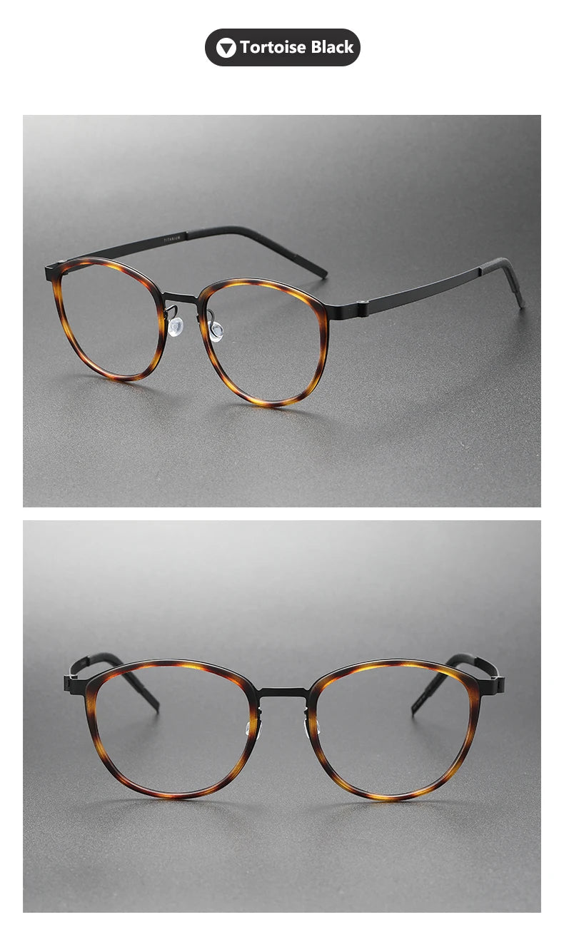 Ultralight Acetate Titanium Glasses 👓 Screwless Round Frame Eyewear